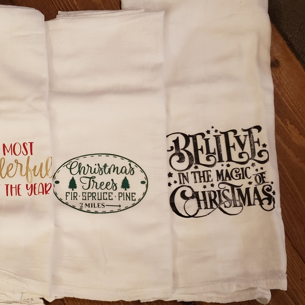 Christmas flour sack towels
